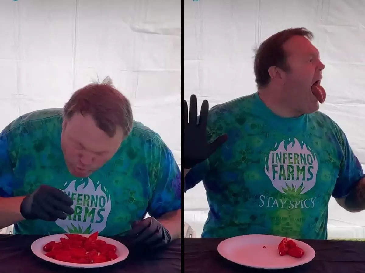 Gregory Foster, of California, eats 17 ghost peppers in one minute | Picture courtesy: Guinness World Records