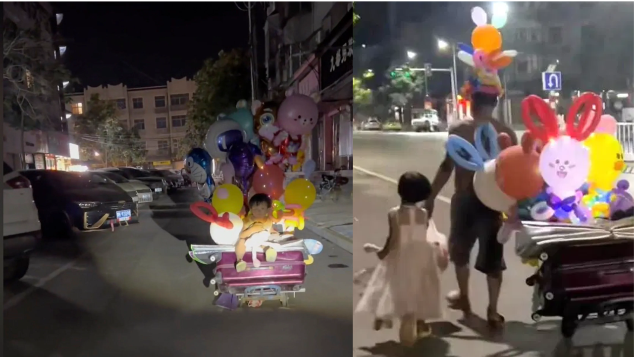 Padre soltero sin hogar vende globos por la noche para pagar la educación de su hija de 5 años