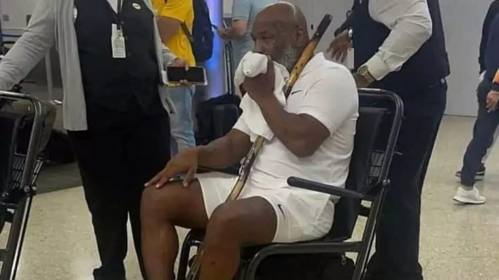Mike Tyson was spotted in a wheelchair at the Miami airport