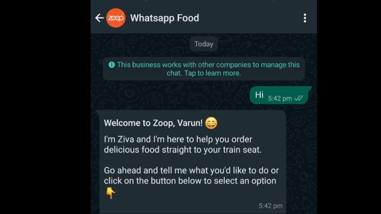 IRCTC Now use Zoop food delivery service on WhatsApp to order food in
