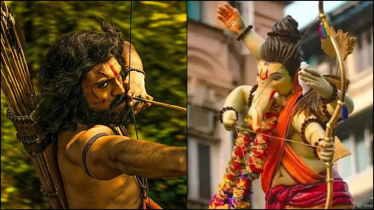 His Ganesh Chaturthi Ram Charan Jr NTRs RRR Movie Style Characters Inspire Ganpati Idol Images Inside