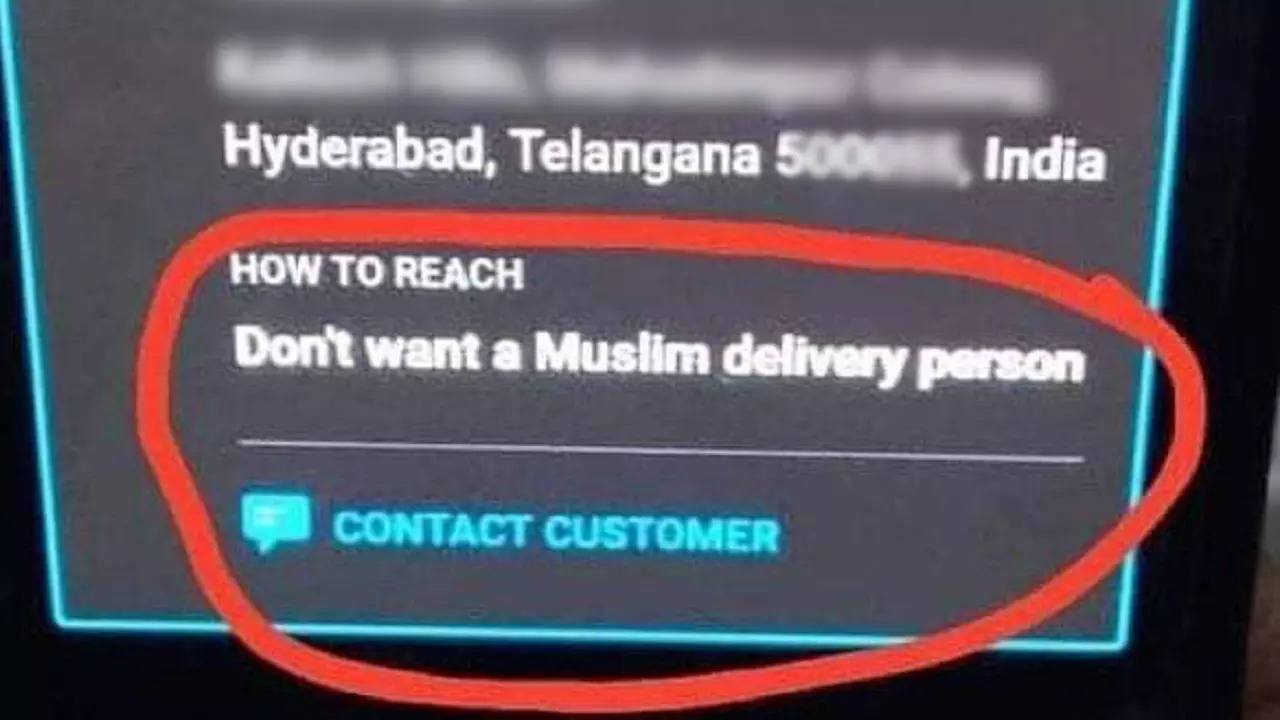 Don't want any Muslim delivery person to write to Swiggy customer while ordering food in Hyderabad