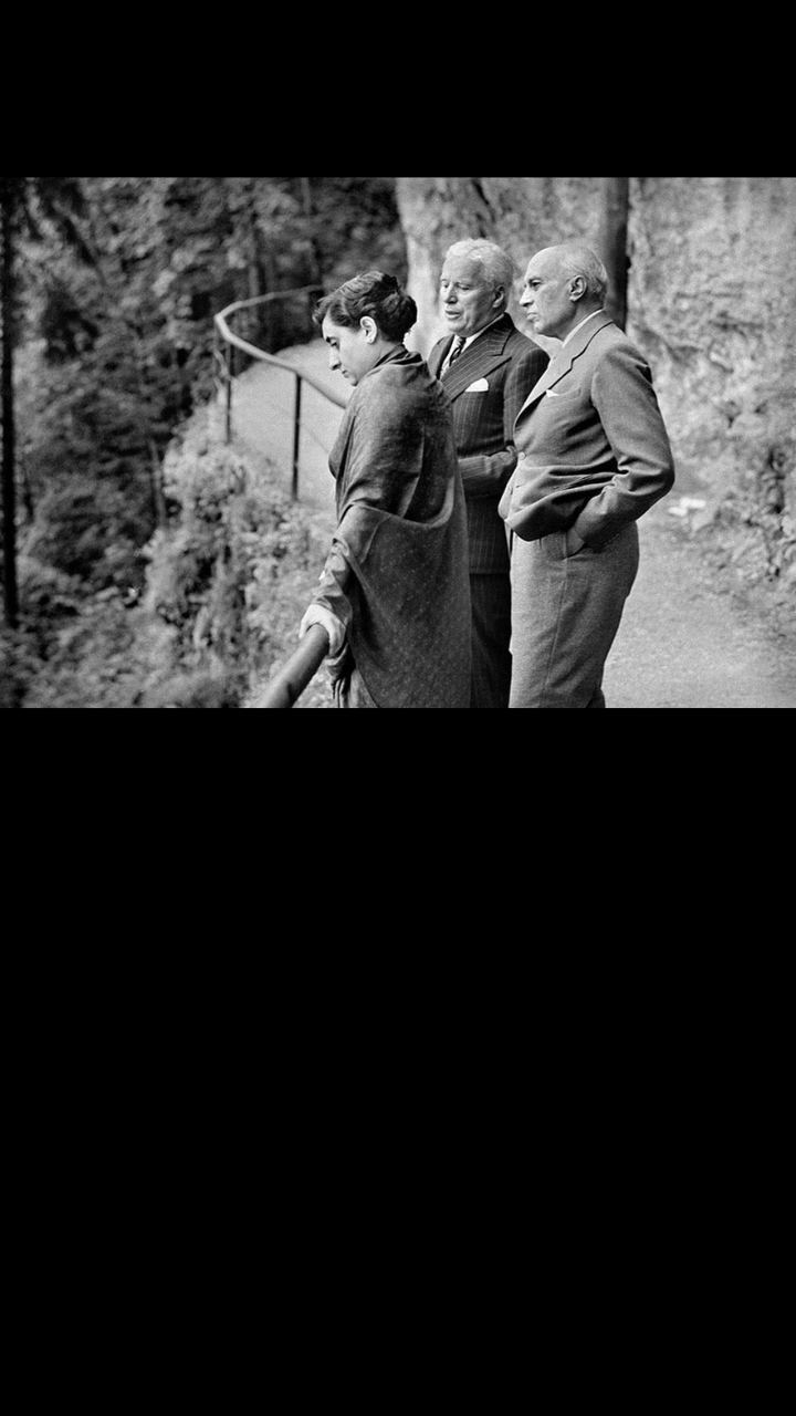 Charlie Chaplin with Jawaharlal Nehru and Indira Gandhi