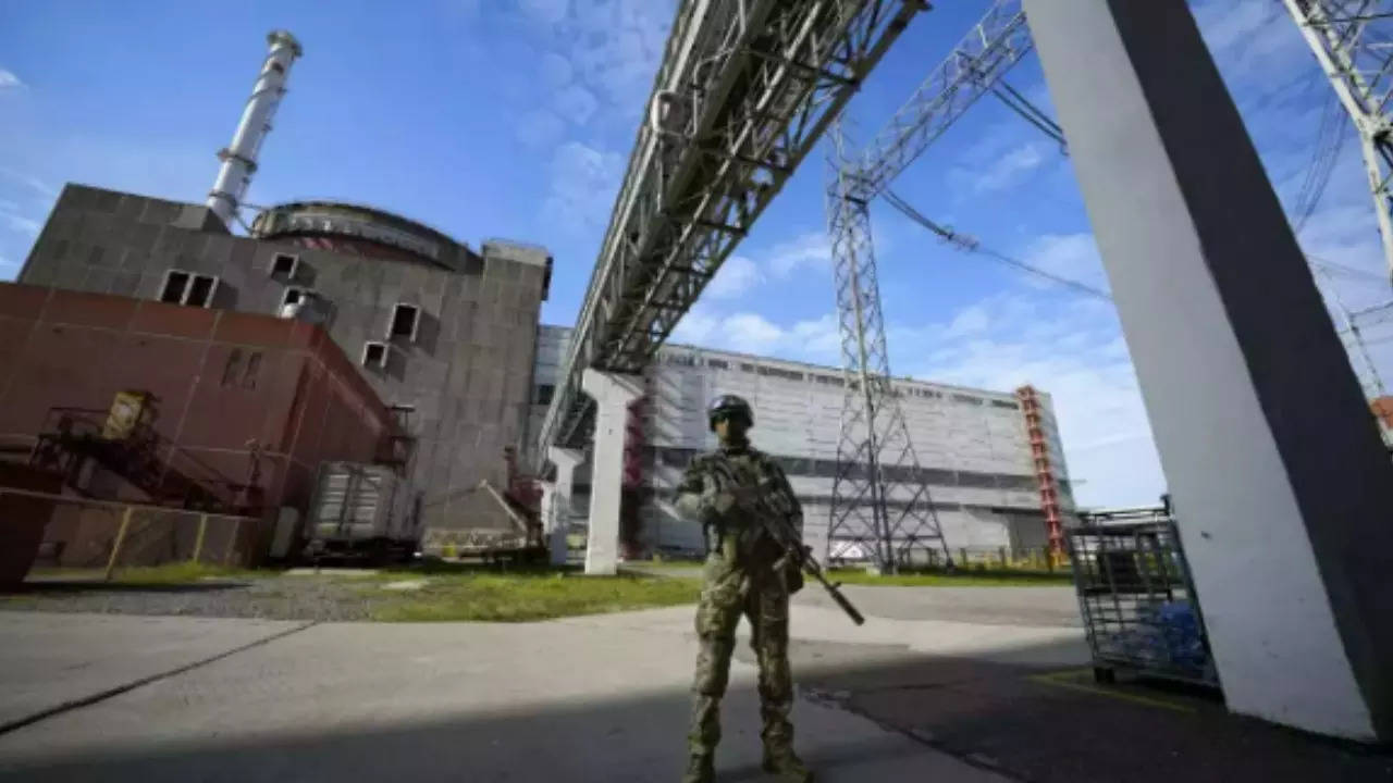 A Russian soldier guarding the Zaporizhzhia nuclear power plant (File image)