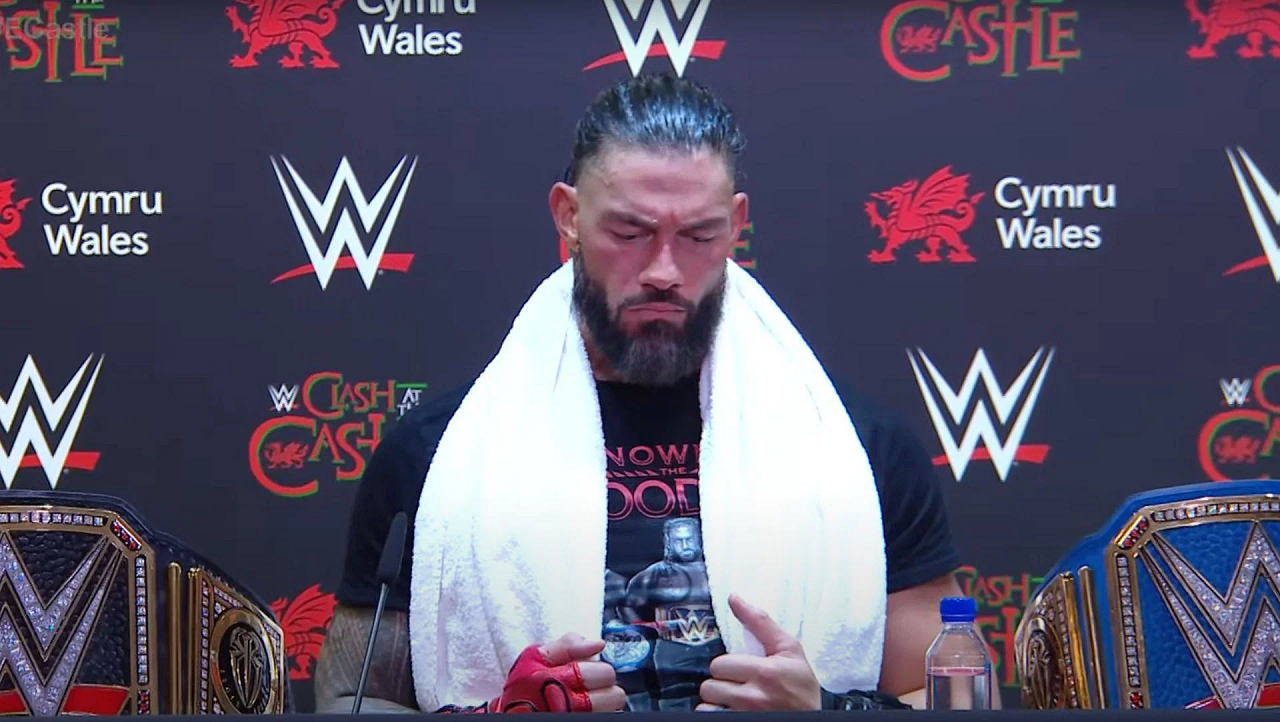 WATCH Roman Reigns makes a journalist acknowledge him walks out of press conference after Clash at the Castle