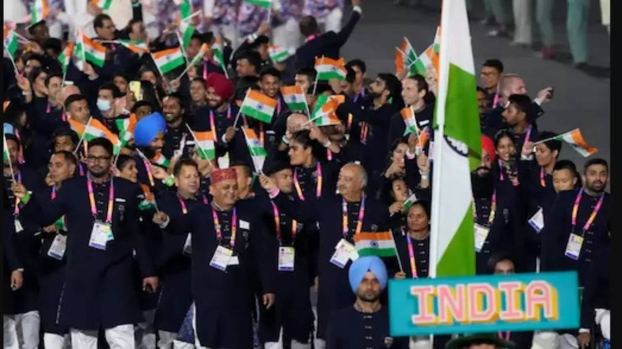 Indian contingent during the 2022 CWG opening ceremony