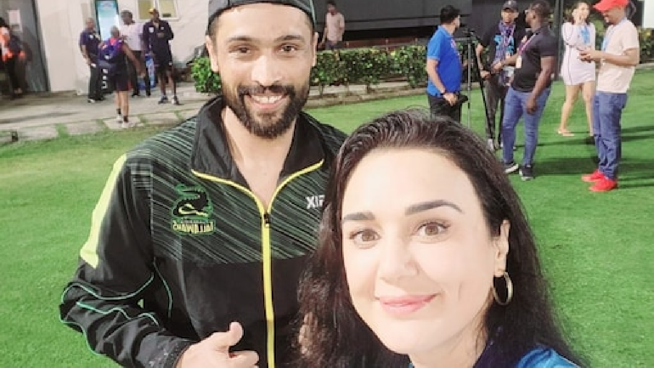 Mohammad Amir meets his all-time favourite Preity Zinta in CPL shares pic