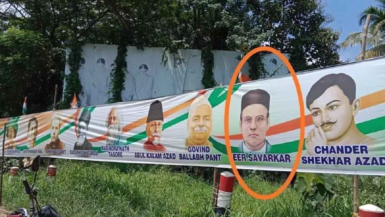 Savarkar's face in Congress Bharat Jodi Yatra posters, BJP's face of criticism with Mahatma Gandhi's image