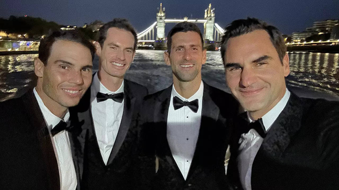 Una selfie se volvió viral con unos amigos Roger Federers con Nadal Djokovic Murray antes de su último partido