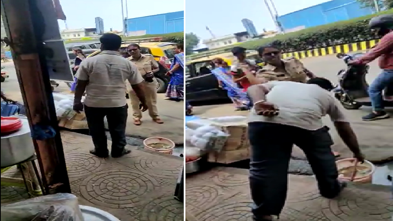 Mumbai Senior woman police inspector slaps food stall cook video goes viral