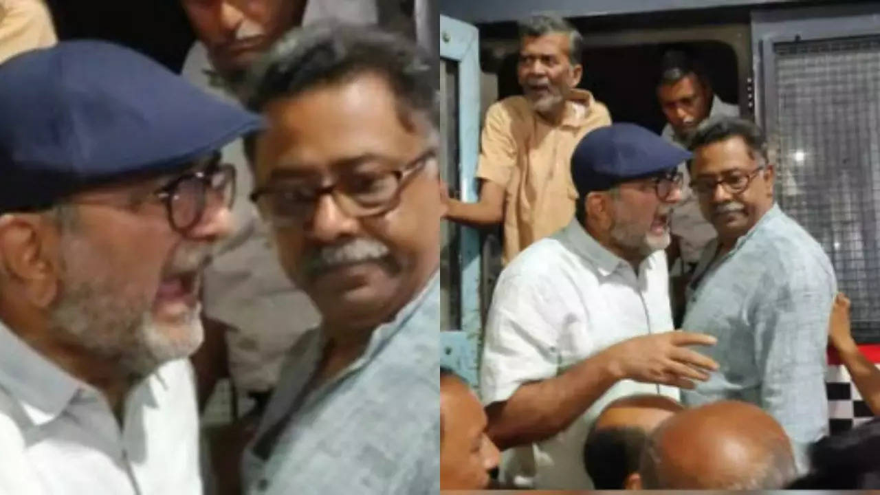 Filmmaker Kamaleshwar Mukhopadhyay detained by police during a protest