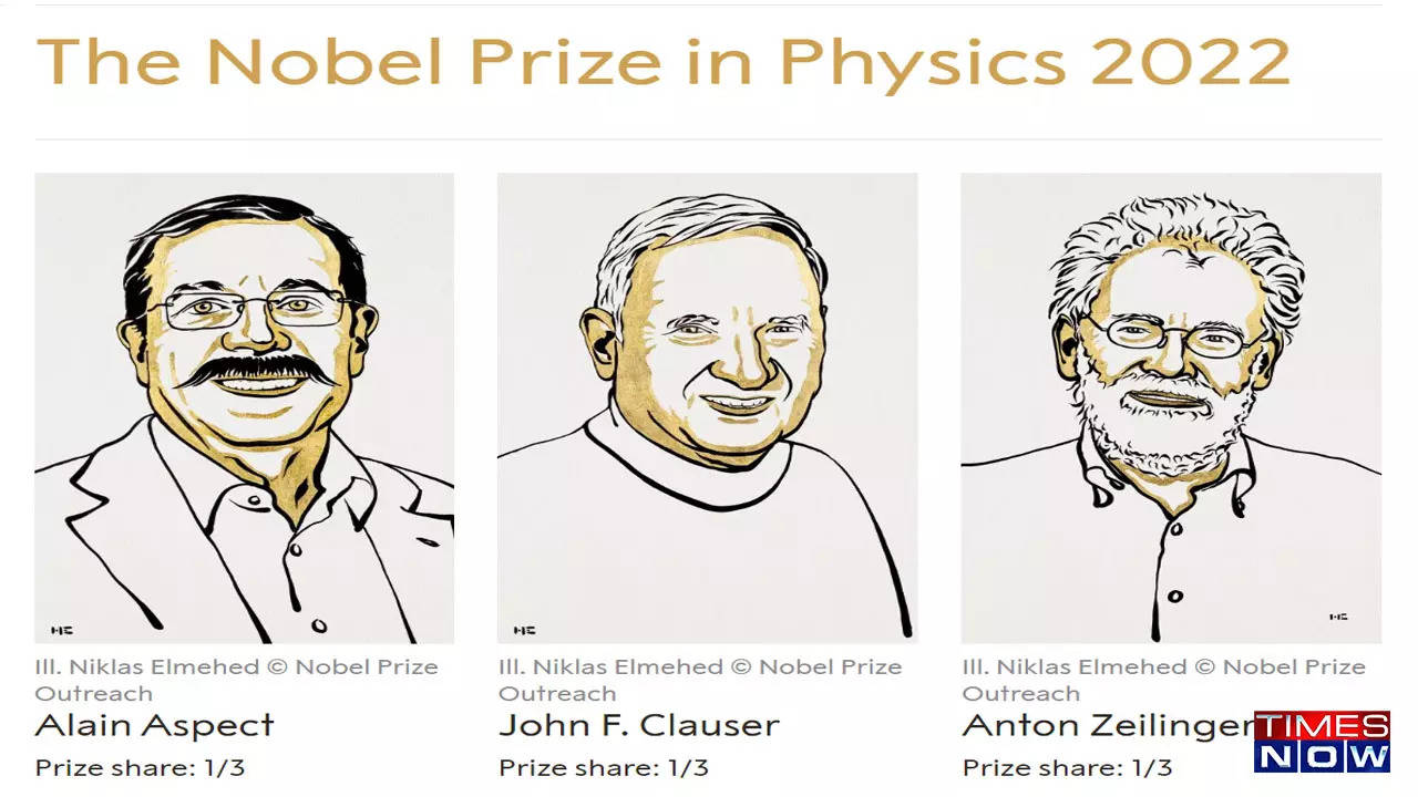 Nobelprijs voor natuurkunde gezamenlijk gewonnen door Alain Aspect John F Clauser en Anton Zeilinger