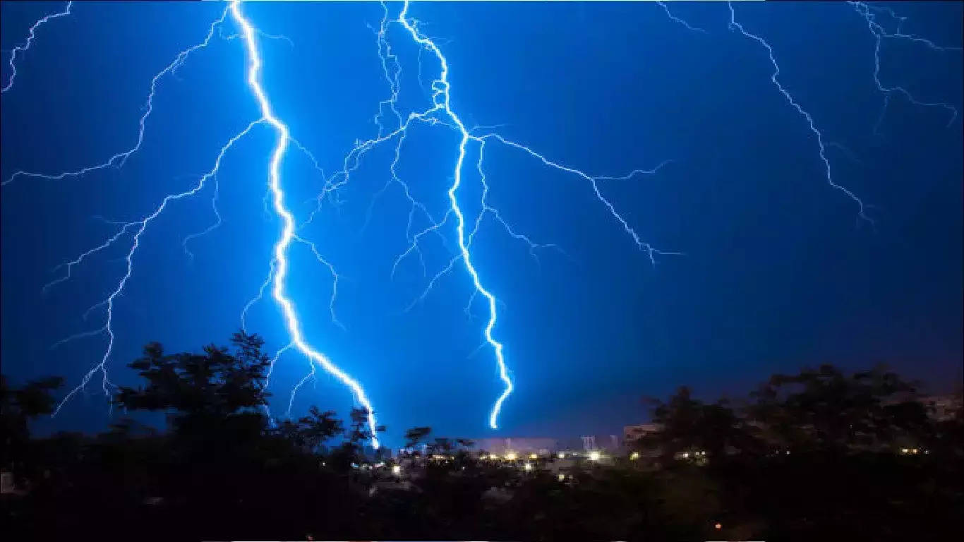 Lightning strike and thunderstorm