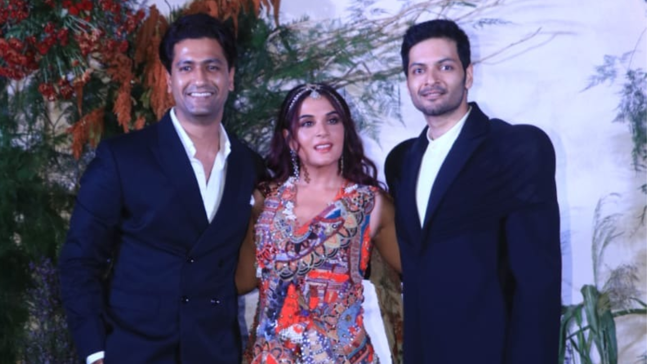 Vicky Kaushal poses with Richa and Ali Fazal