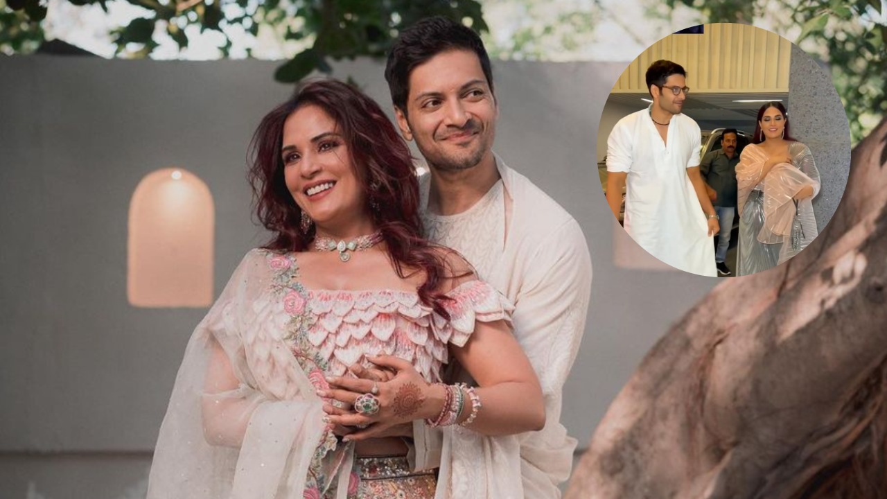 Newlywed Richa Chadha struggles to carry her saree look for a Diwali party, misses to hold Ali Fazal's hand - WATCH