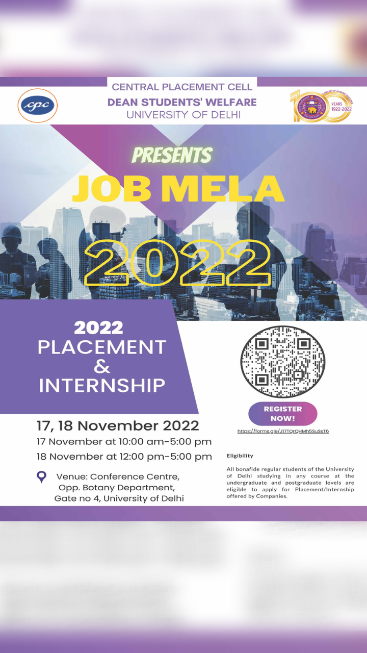 DU Job Mela 2022 Delhi University invites application for Job Mela - all you need to know