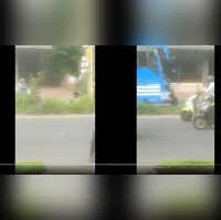 Kerala Viral video shows mentally ill man jumping before moving bus, breaks windshield with
