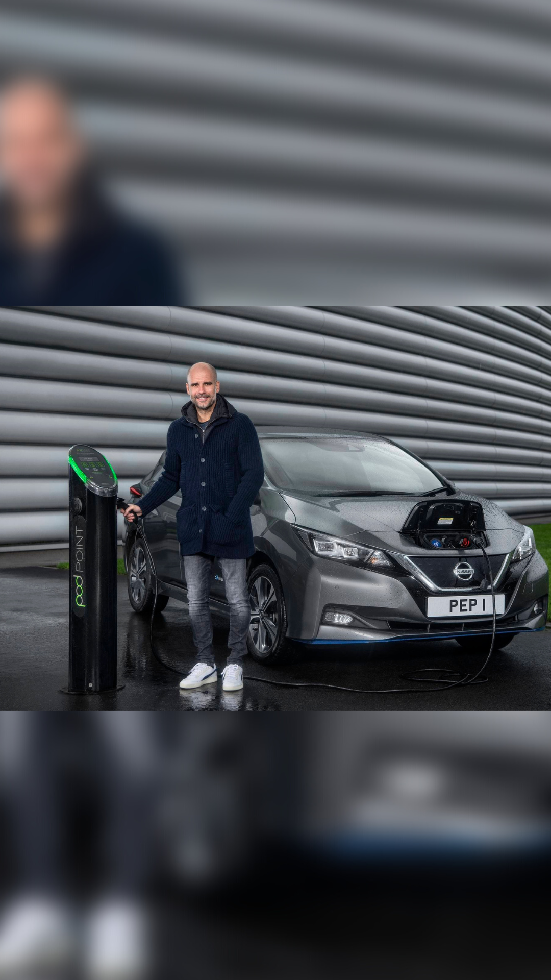 Pep Guardiola and his Nissan Leaf