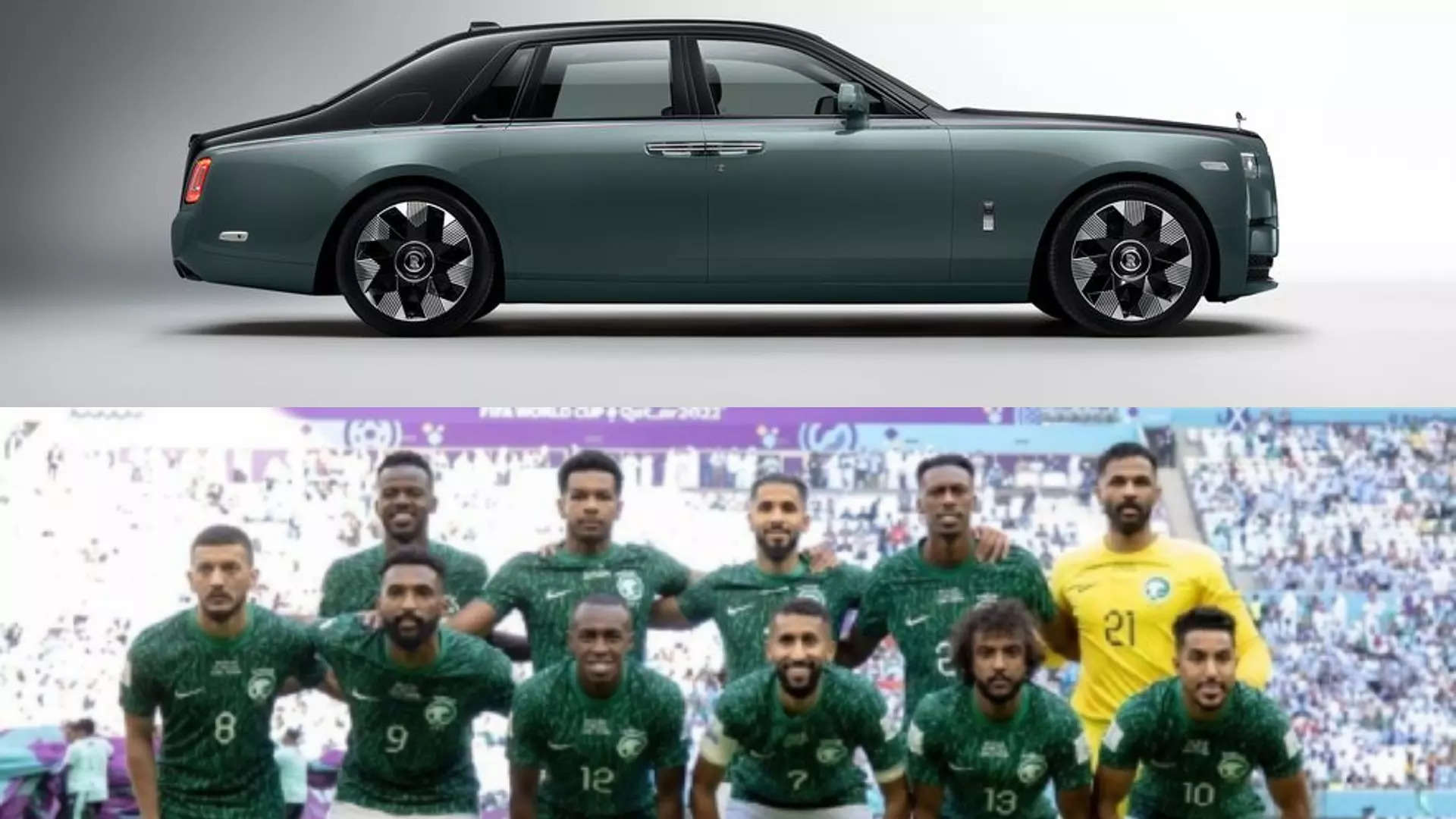 Los jugadores de la selección saudí reciben un Rolls-Royce Phantom tras su victoria sobre Argentina