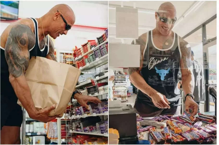 Dwayne Johnson The Rock 7-Eleven store Snickers Bars Charity shoplifting