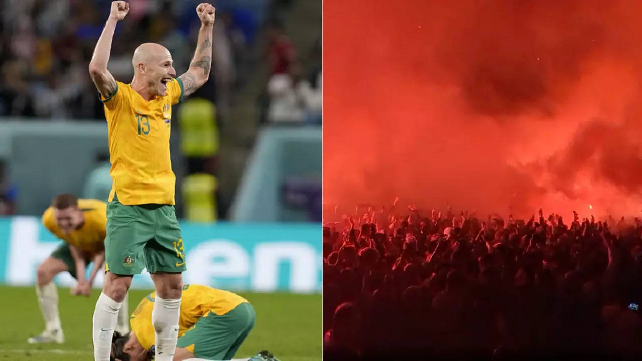 Australia fans celebrate win over Denmark FIFA World Cup 2022.