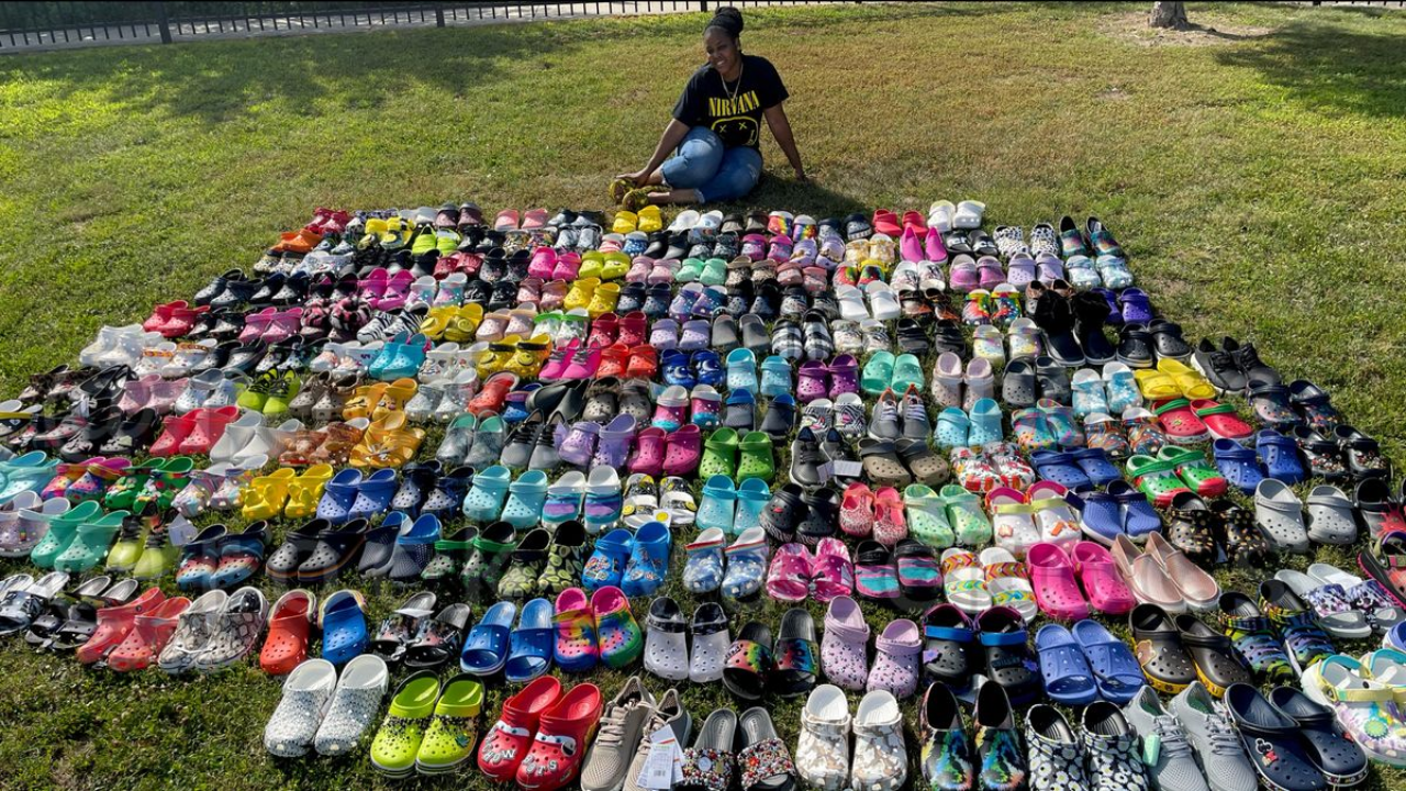Woman obsessed with Crocs has collected 450 pairs of footwear over 20 years
