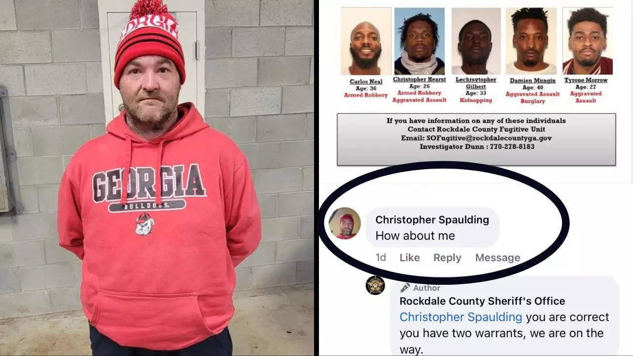 Christopher Spaulding was found to have two active warrants against him and was arrested shortly after his Facebook comment | Picture courtesy: Rockdale County Sheriff's Office