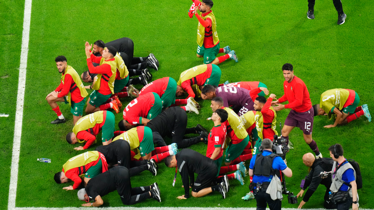 FIFA World Cup: Morocco players celebrate shock win against Spain with  Palestinian flag - Watch