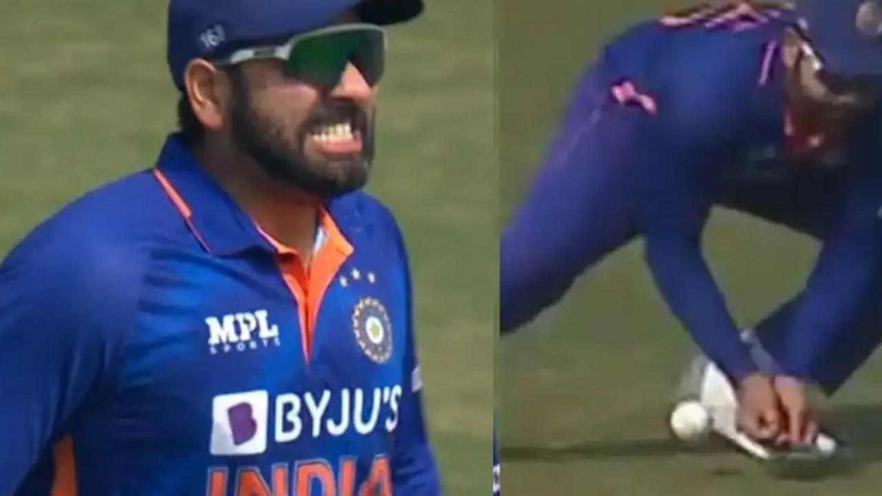 The moment Rohit Sharma injured himself! Indian skipper drops catch ...