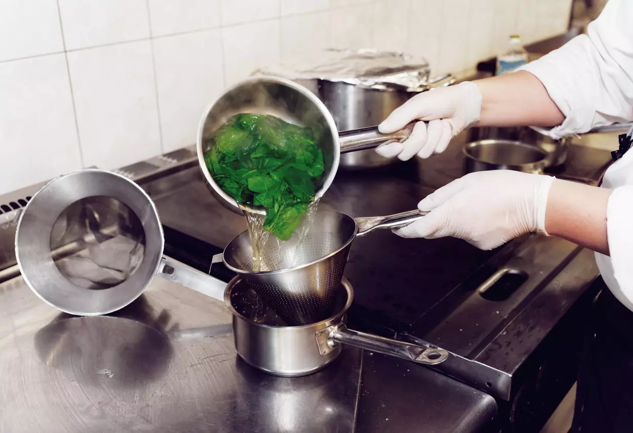 Boil and strain spinach