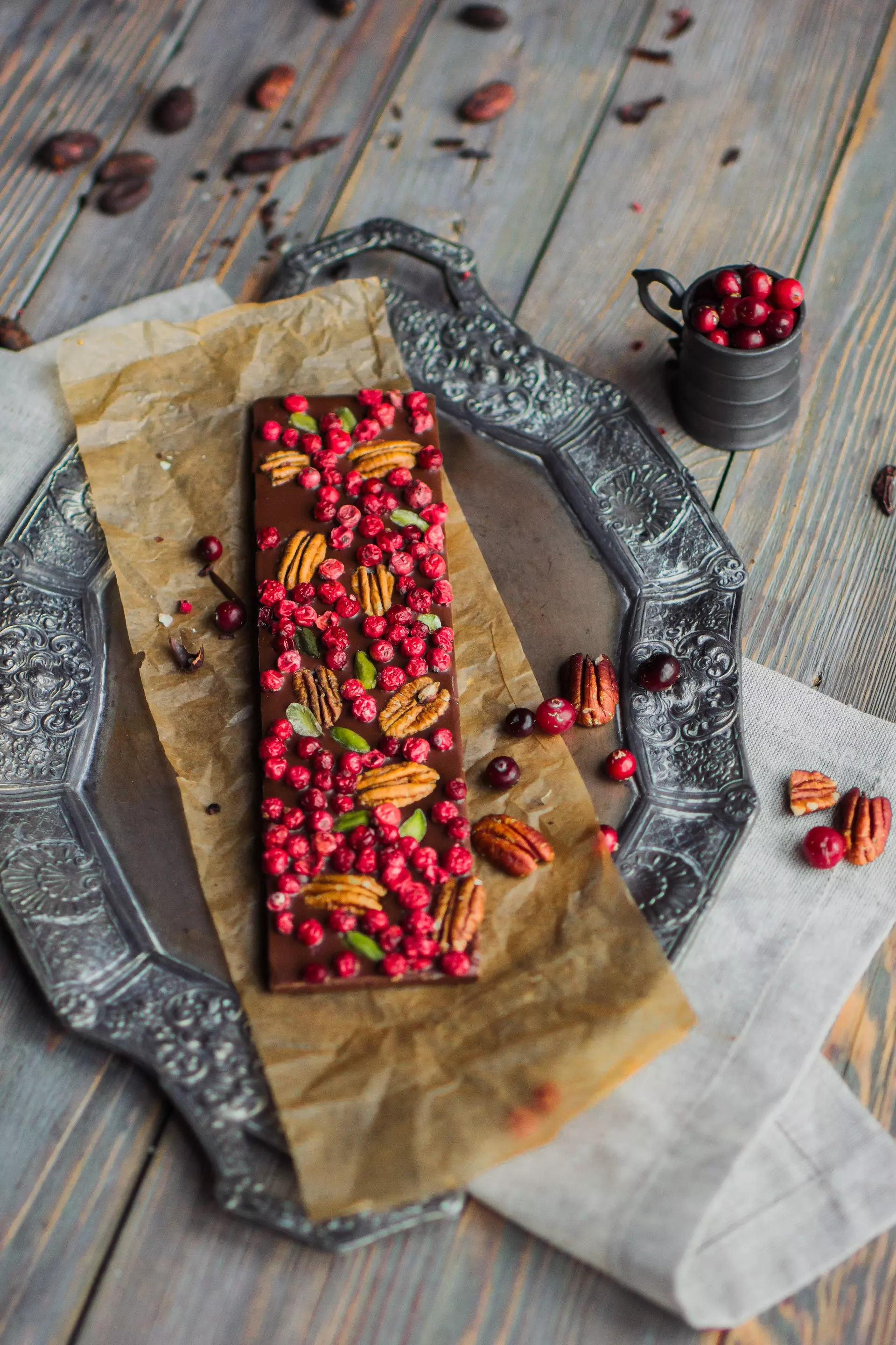 Dark chocolate dipped fruit and nuts instead of candies