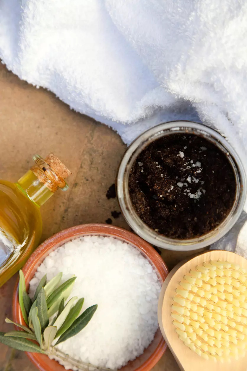 Olive oil coffee and sugar scrub