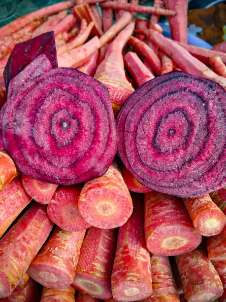 Red and orange root vegetables