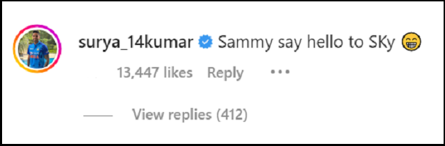 Sammy say hello to SKY: Suryakumar Yadav posts witty comment on Rohit ...