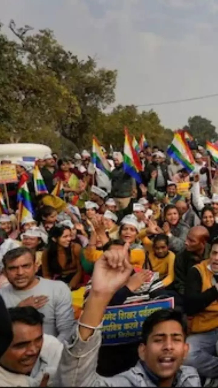 Protesters waved Jain flags