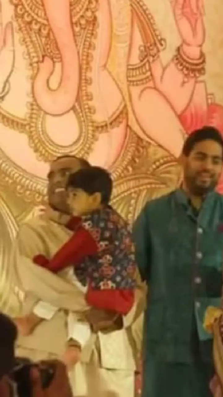 Mukesh Ambani with little Prithvi