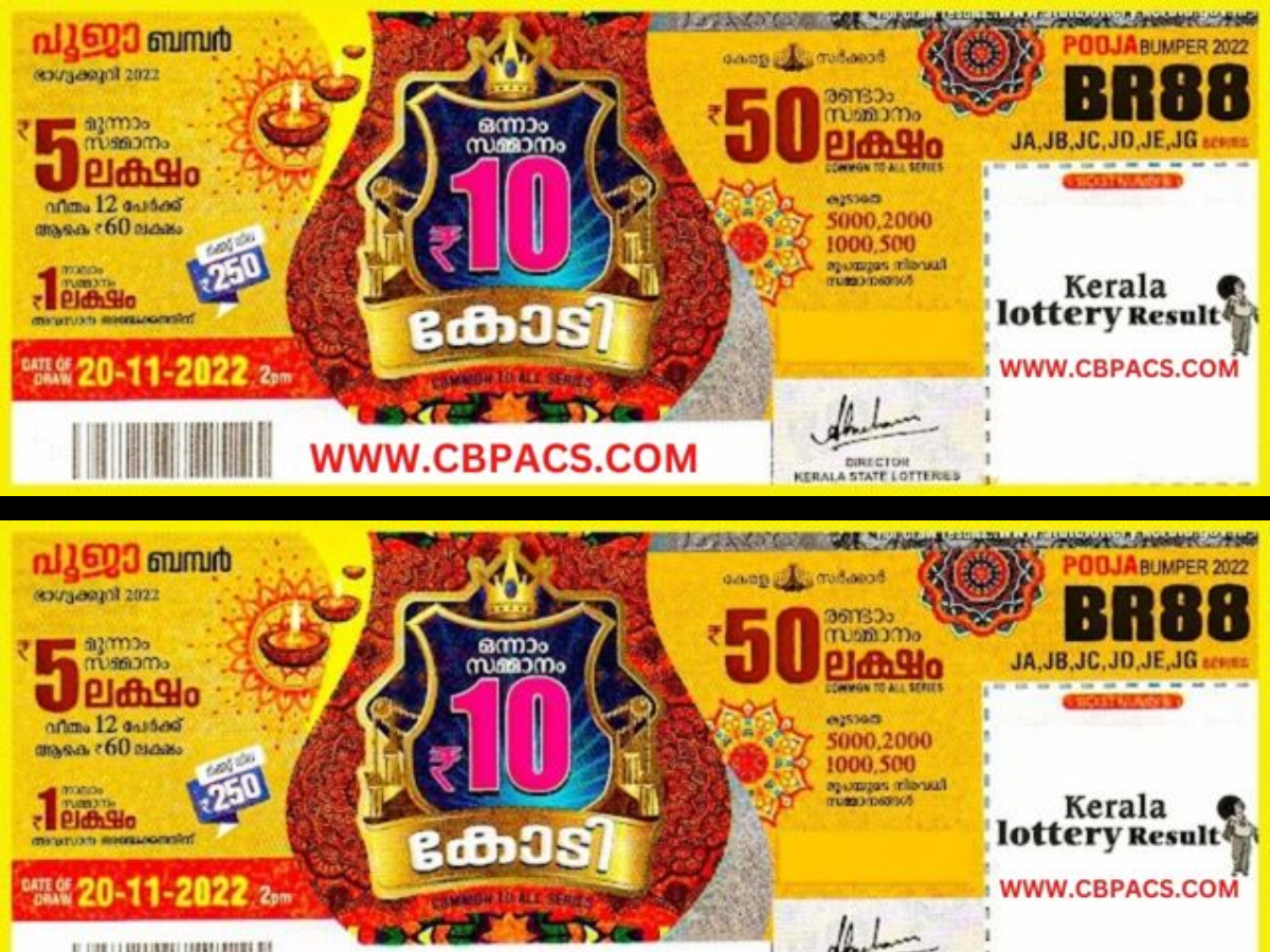 Kerala Pooja Bumper 2022 BR 88 lottery results