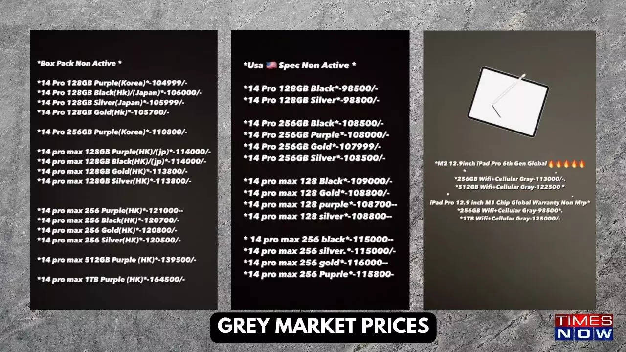Gray market prices of the iPhone 14 Pro iPhone 14 Pro Max and iPad Pro M2
