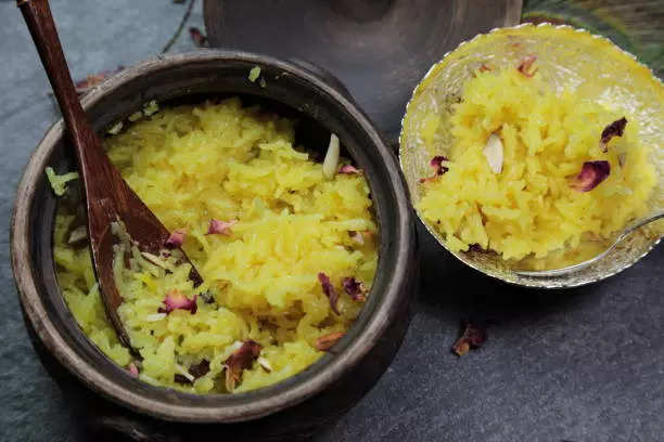 Meethe chawal or sweet jaggery rice is one of the most loved and waited for delights of Vasant Panchami in India.