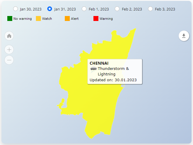 Yellow warning has been issued by the IMD
