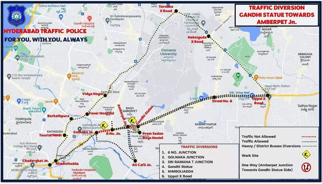 Hyderabad: 40-day traffic restrictions due to Amberpet flyover work ...