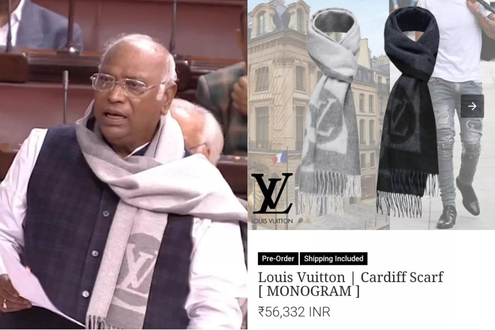 Cost of Kharge39s Louis Vuitton scarf