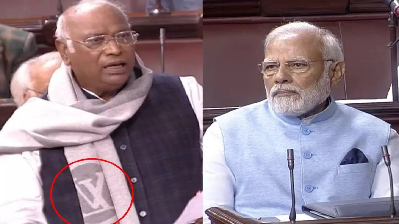 Mallikarjun Kharge's Louis Vuitton scarf vs PM Modi's recycled jacket