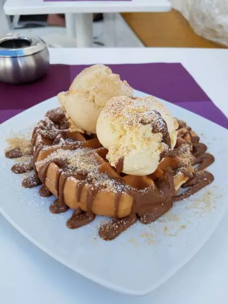 Waffle with ice-cream