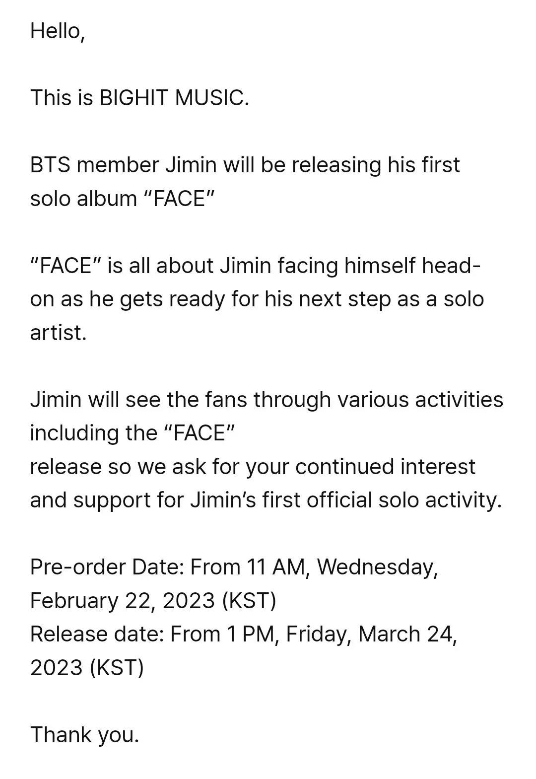 jimin solo album: BTS member Jimin announces his first solo album, plans to  launch it in March; Check details here - The Economic Times