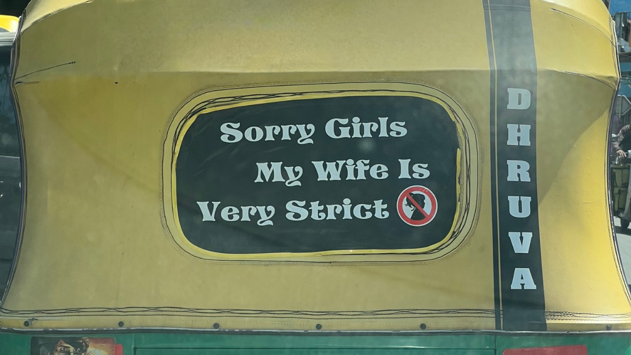 Funny quotes | 'Sorry girls, my wife is very strict': Funny message written on auto rickshaw goes viral Funny quotes | 'Sorry girls, my wife is very strict': Funny message written on auto rickshaw goes viral