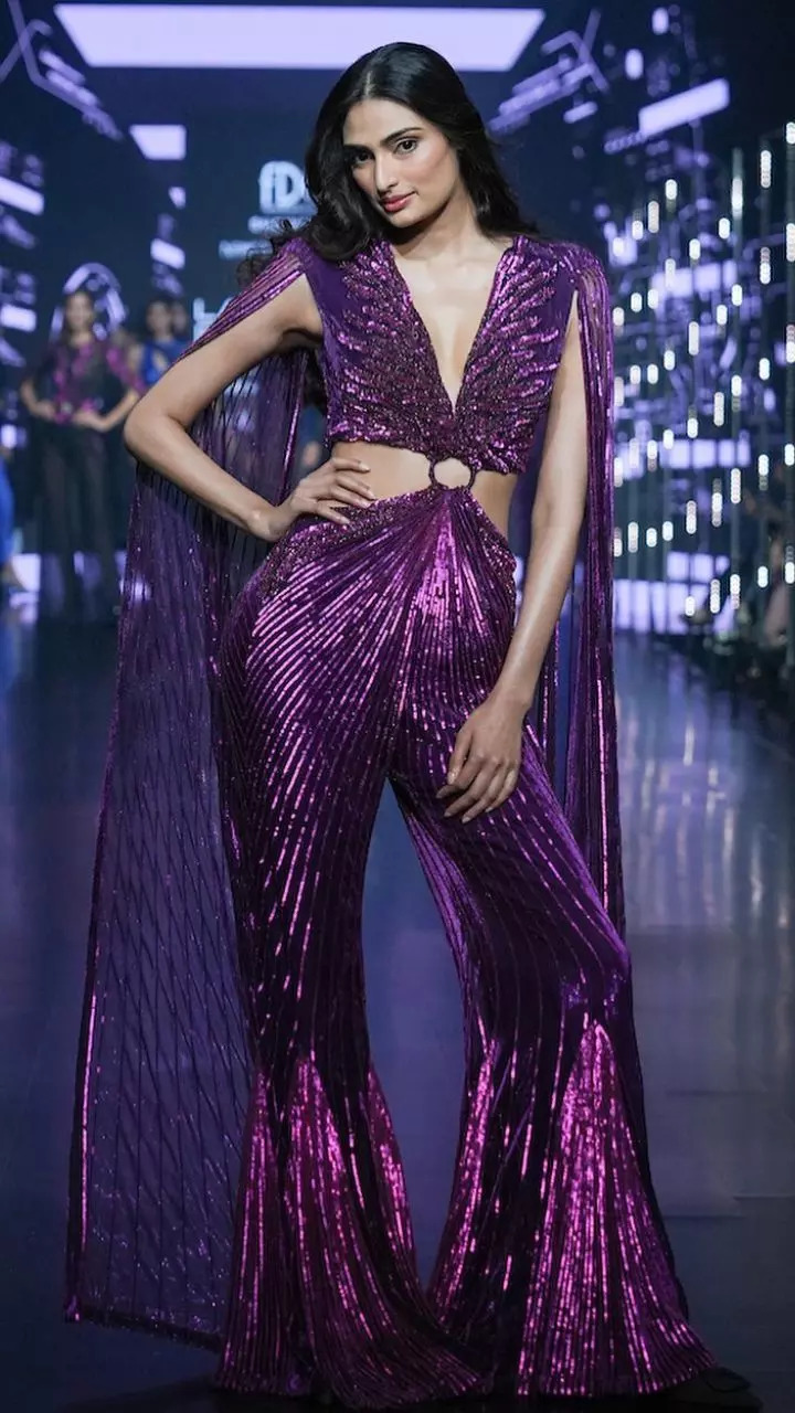 Athiya Shetty adds glamour in purple jumpsuit designed by Namrata Joshipura