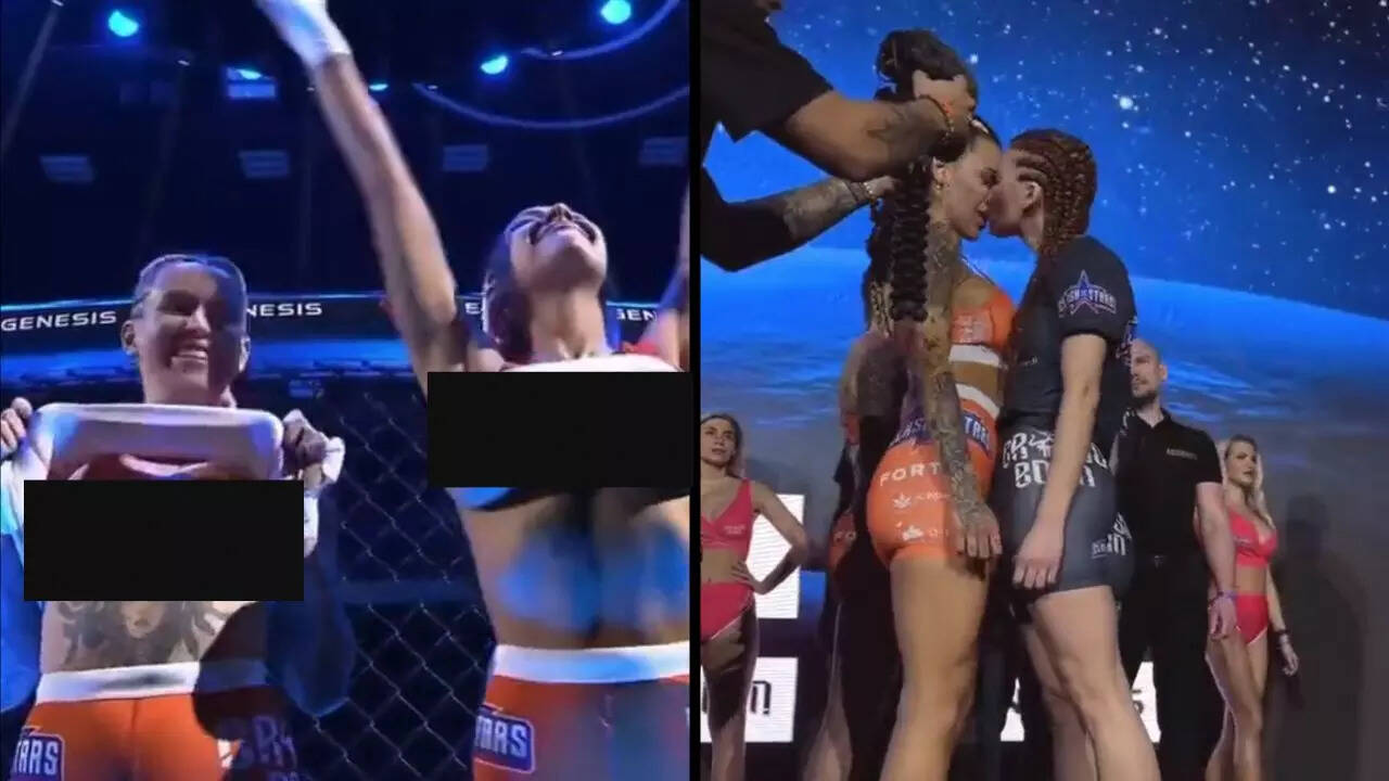OnlyFans models flash breasts, fighters kiss as celebrity MMA takes