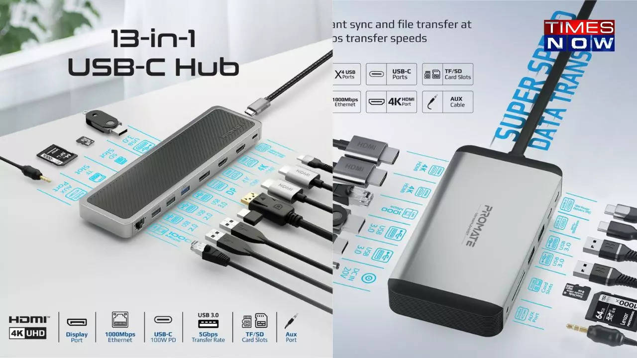 PROMATE 4-in-1 USB Multi-Port Hub with USB-C Connector.