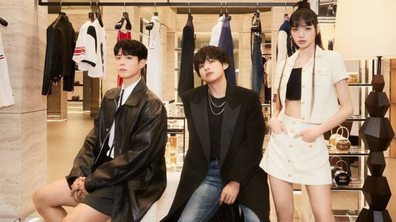 BTS' V, Park Bogum Exude 80s Rockstar Vibes At Celine Boutique